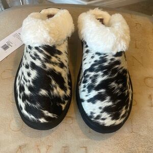Myra Bag Cow Print Slippers with Faux Fur